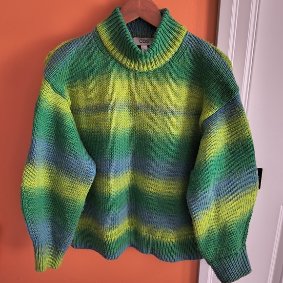COS Sweaters - COS Green Ombre Striped Turtleneck Sweater